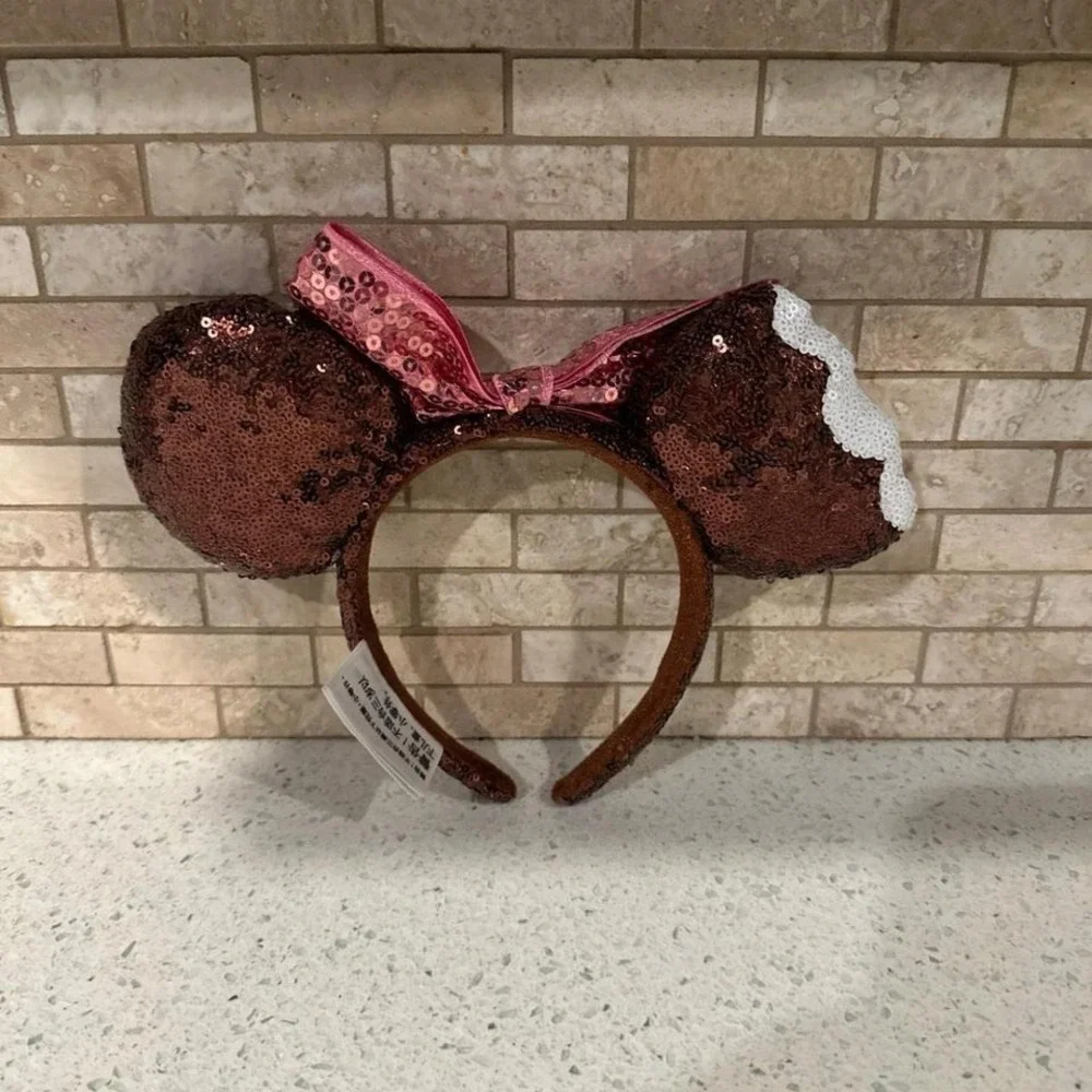 Disney Parks Ice Cream‎ Bar Sequined Minnie Mouse Headband Ears g4